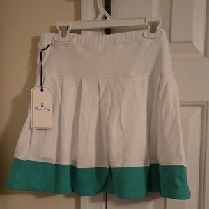 Classic Prep Scout White and Green Colorblock Girl's Skort
